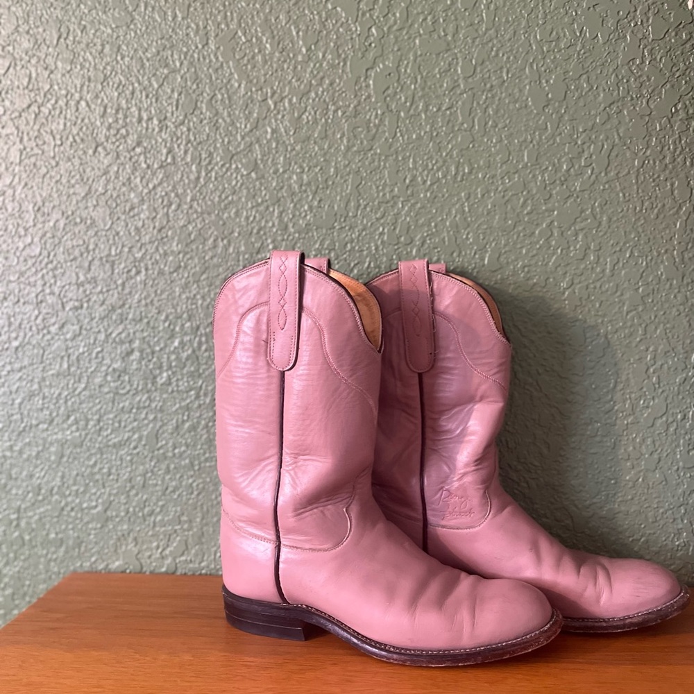 Vintage Tony Lama Pink Leather George Strait Boots.